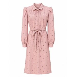 Vintage Hanae Mori Prêt-à-Porter Deadstock Pink Floral Midi Dress Japan Size 7‎